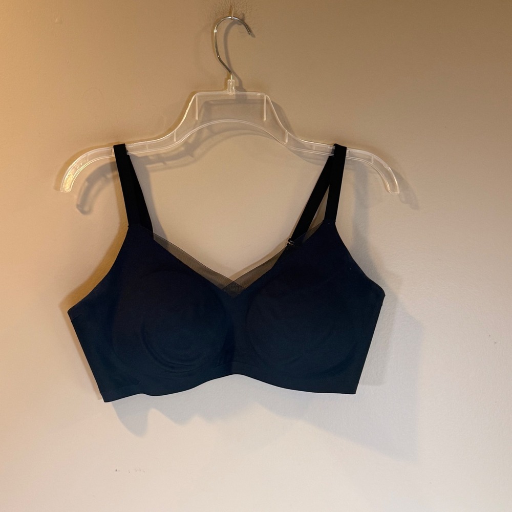 Honeylove Liftwear Crossover Bra L Black Wiresless Seamless Full Coverage Mesh